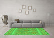 Machine Washable Southwestern Green Country Area Rugs in a Living Room,, wshcon2072grn