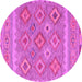 Round Southwestern Pink Country Rug, con2072pnk