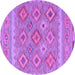 Round Machine Washable Southwestern Purple Country Area Rugs, wshcon2072pur