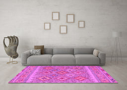 Machine Washable Southwestern Pink Country Rug in a Living Room, wshcon2072pnk
