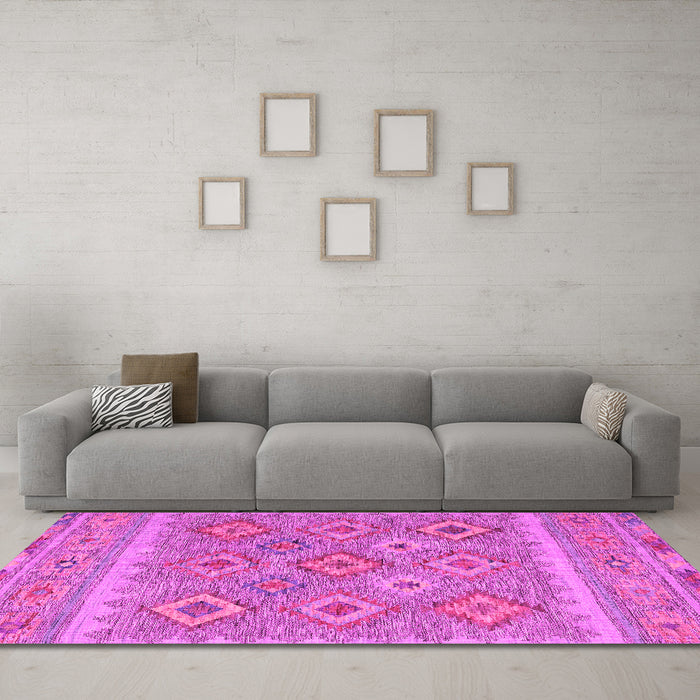 Machine Washable Southwestern Pink Country Rug in a Living Room, wshcon2072pnk