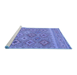 Sideview of Machine Washable Southwestern Blue Country Rug, wshcon2072blu