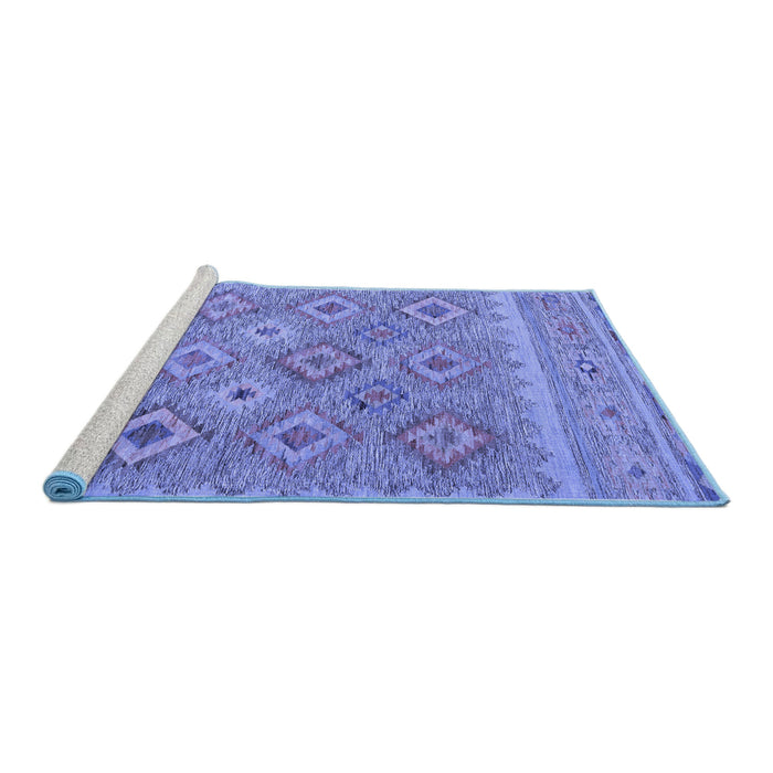 Sideview of Machine Washable Southwestern Blue Country Rug, wshcon2072blu