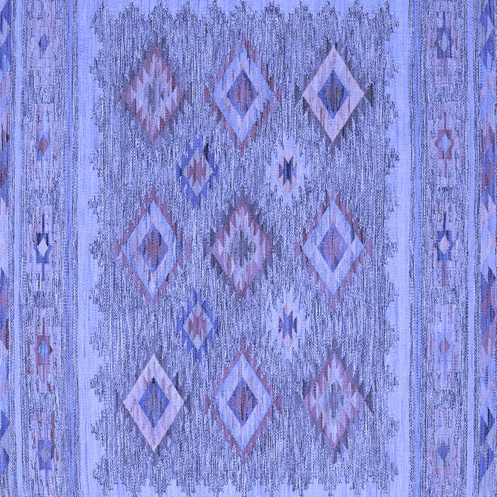 Square Machine Washable Southwestern Blue Country Rug, wshcon2072blu