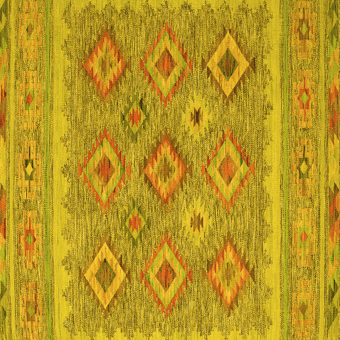 Square Machine Washable Southwestern Yellow Country Rug, wshcon2072yw