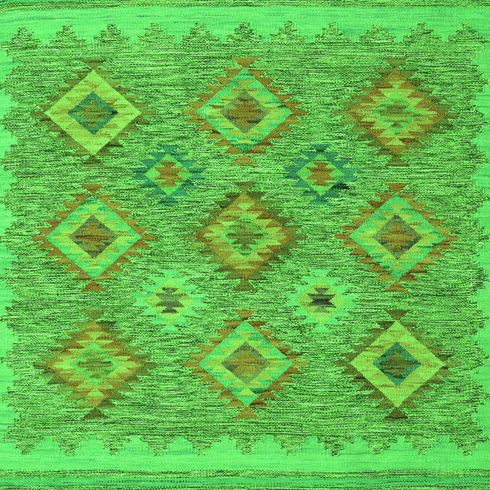 Serging Thickness of Machine Washable Southwestern Green Country Area Rugs, wshcon2072grn