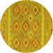 Round Southwestern Yellow Country Rug, con2072yw