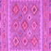 Square Machine Washable Southwestern Pink Country Rug, wshcon2072pnk