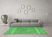 Machine Washable Southwestern Emerald Green Country Area Rugs in a Living Room,, wshcon2072emgrn