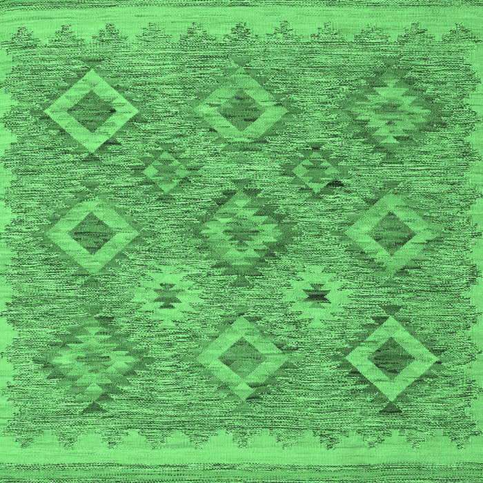 Machine Washable Southwestern Emerald Green Country Area Rugs, wshcon2072emgrn