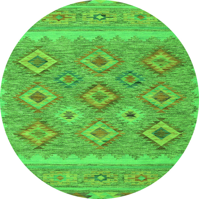Machine Washable Southwestern Green Country Area Rugs, wshcon2072grn
