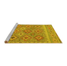 Sideview of Machine Washable Southwestern Yellow Country Rug, wshcon2072yw