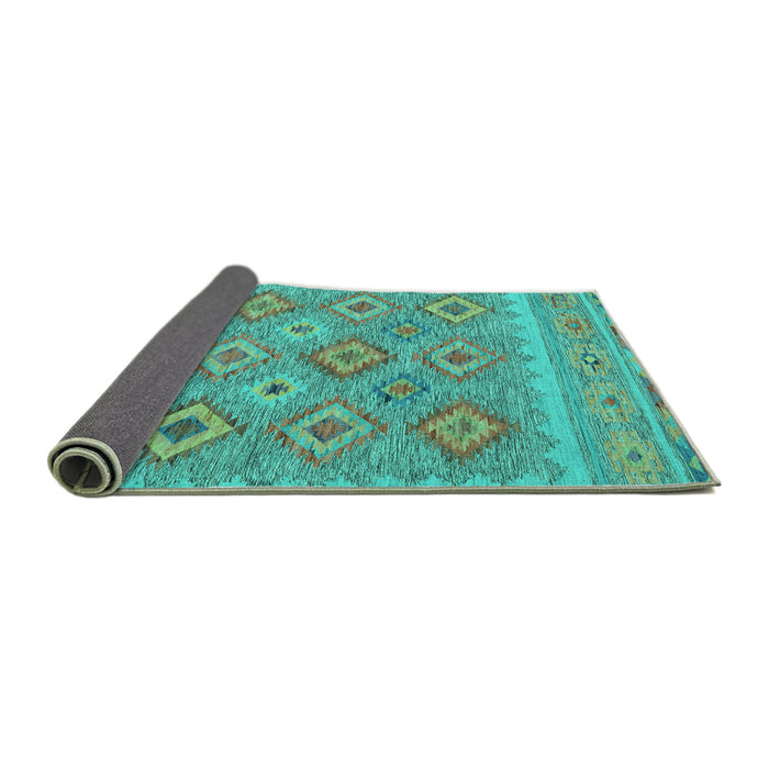 Sideview of Southwestern Turquoise Country Rug, con2072turq