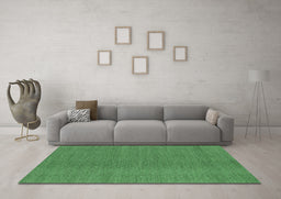 Machine Washable Abstract Emerald Green Contemporary Area Rugs in a Living Room,, wshcon2073emgrn