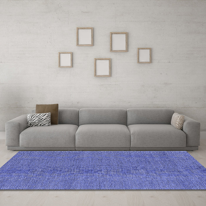 Machine Washable Abstract Blue Contemporary Rug in a Living Room, wshcon2073blu