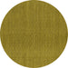 Round Abstract Yellow Contemporary Rug, con2073yw