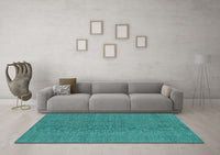 Machine Washable Abstract Turquoise Contemporary Rug, wshcon2073turq