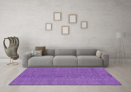 Machine Washable Abstract Purple Contemporary Area Rugs in a Living Room, wshcon2073pur