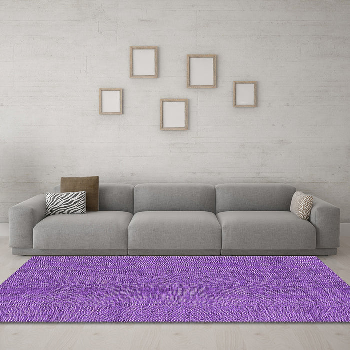 Machine Washable Abstract Purple Contemporary Area Rugs in a Living Room, wshcon2073pur