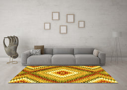 Machine Washable Southwestern Yellow Country Rug in a Living Room, wshcon2074yw