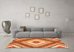 Machine Washable Southwestern Orange Country Area Rugs in a Living Room, wshcon2074org