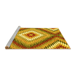 Sideview of Machine Washable Southwestern Yellow Country Rug, wshcon2074yw