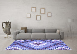 Machine Washable Southwestern Blue Country Rug in a Living Room, wshcon2074blu