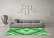 Machine Washable Southwestern Emerald Green Country Area Rugs in a Living Room,, wshcon2074emgrn