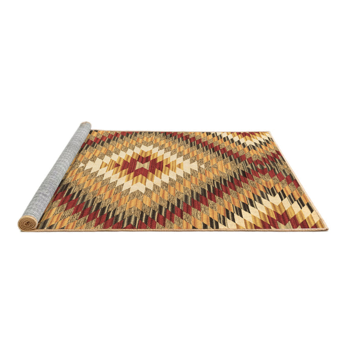 Sideview of Machine Washable Southwestern Brown Country Rug, wshcon2074brn