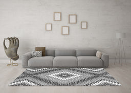 Machine Washable Southwestern Gray Country Rug in a Living Room,, wshcon2074gry