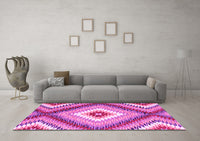 Machine Washable Southwestern Pink Country Rug, wshcon2074pnk