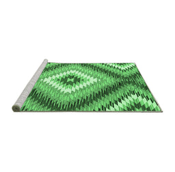 Sideview of Machine Washable Southwestern Emerald Green Country Area Rugs, wshcon2074emgrn