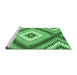 Sideview of Machine Washable Southwestern Emerald Green Country Area Rugs, wshcon2074emgrn