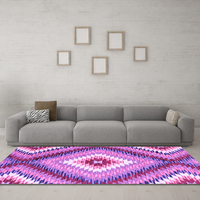 Machine Washable Southwestern Purple Country Area Rugs in a Living Room, wshcon2074pur