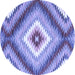 Round Southwestern Blue Country Rug, con2074blu