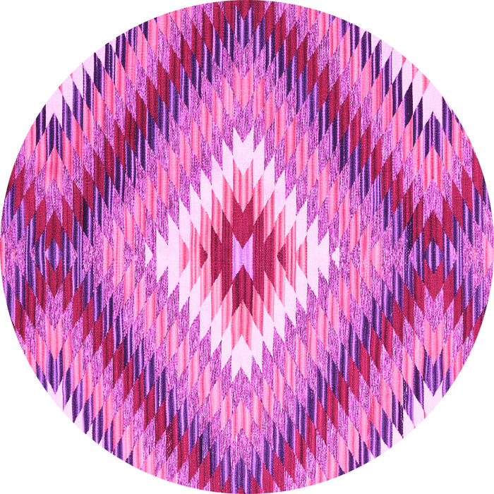 Round Machine Washable Southwestern Pink Country Rug, wshcon2074pnk