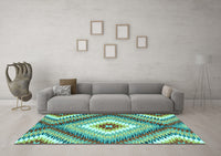 Machine Washable Southwestern Turquoise Country Rug, wshcon2074turq