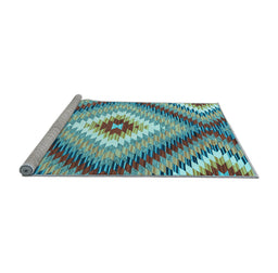 Sideview of Machine Washable Southwestern Light Blue Country Rug, wshcon2074lblu