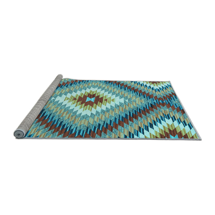 Sideview of Machine Washable Southwestern Light Blue Country Rug, wshcon2074lblu