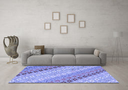 Machine Washable Southwestern Blue Country Rug in a Living Room, wshcon2075blu