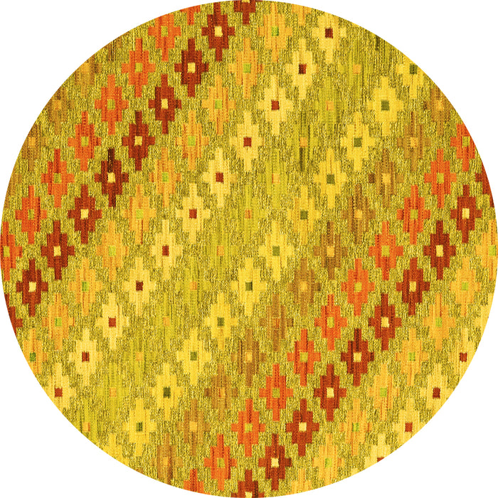 Round Southwestern Yellow Country Rug, con2075yw
