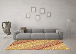 Machine Washable Southwestern Brown Country Rug in a Living Room,, wshcon2075brn
