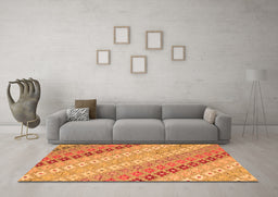 Machine Washable Southwestern Orange Country Area Rugs in a Living Room, wshcon2075org