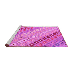 Sideview of Machine Washable Southwestern Pink Country Rug, wshcon2075pnk