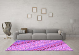 Machine Washable Southwestern Purple Country Area Rugs in a Living Room, wshcon2075pur