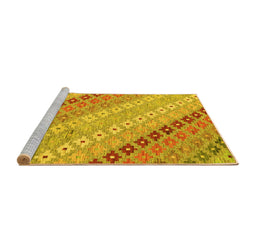 Sideview of Machine Washable Southwestern Yellow Country Rug, wshcon2075yw