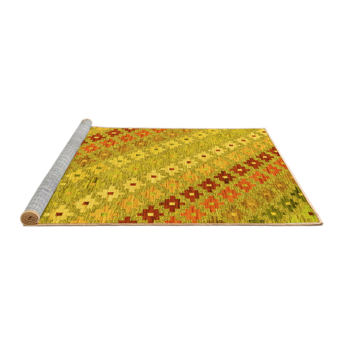 Sideview of Machine Washable Southwestern Yellow Country Rug, wshcon2075yw