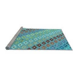 Sideview of Machine Washable Southwestern Light Blue Country Rug, wshcon2075lblu