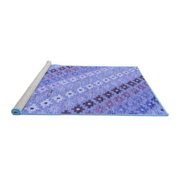 Sideview of Machine Washable Southwestern Blue Country Rug, wshcon2075blu