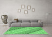 Machine Washable Southwestern Emerald Green Country Area Rugs in a Living Room,, wshcon2075emgrn